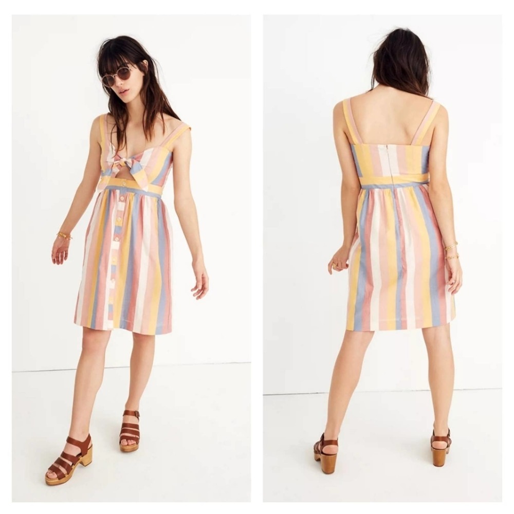 Madewell Pastel Stripe Tie-Front Sundress